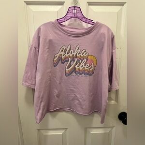 🌴 EUC Blue 84 Women’s “Aloha Vibes” Cropped Tee - Sz Large